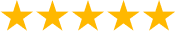 Five gold stars in a row representing a five-star rating for Hometown Dental.