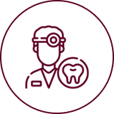 Dentist holding tooth icon representing dental care services.