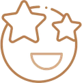 Happy smiling face with stars, representing positive dental experience and satisfaction.