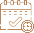 Calendar with checkmark and clock icon representing appointment scheduling at Hometown Dental.
